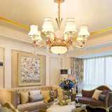 Vintage Ceiling Chandelier Dimmable Opal Glass For Living Room